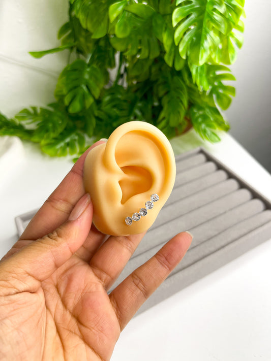 Brinco Ear Cuff 5 pedra de zircônia- Prata 925