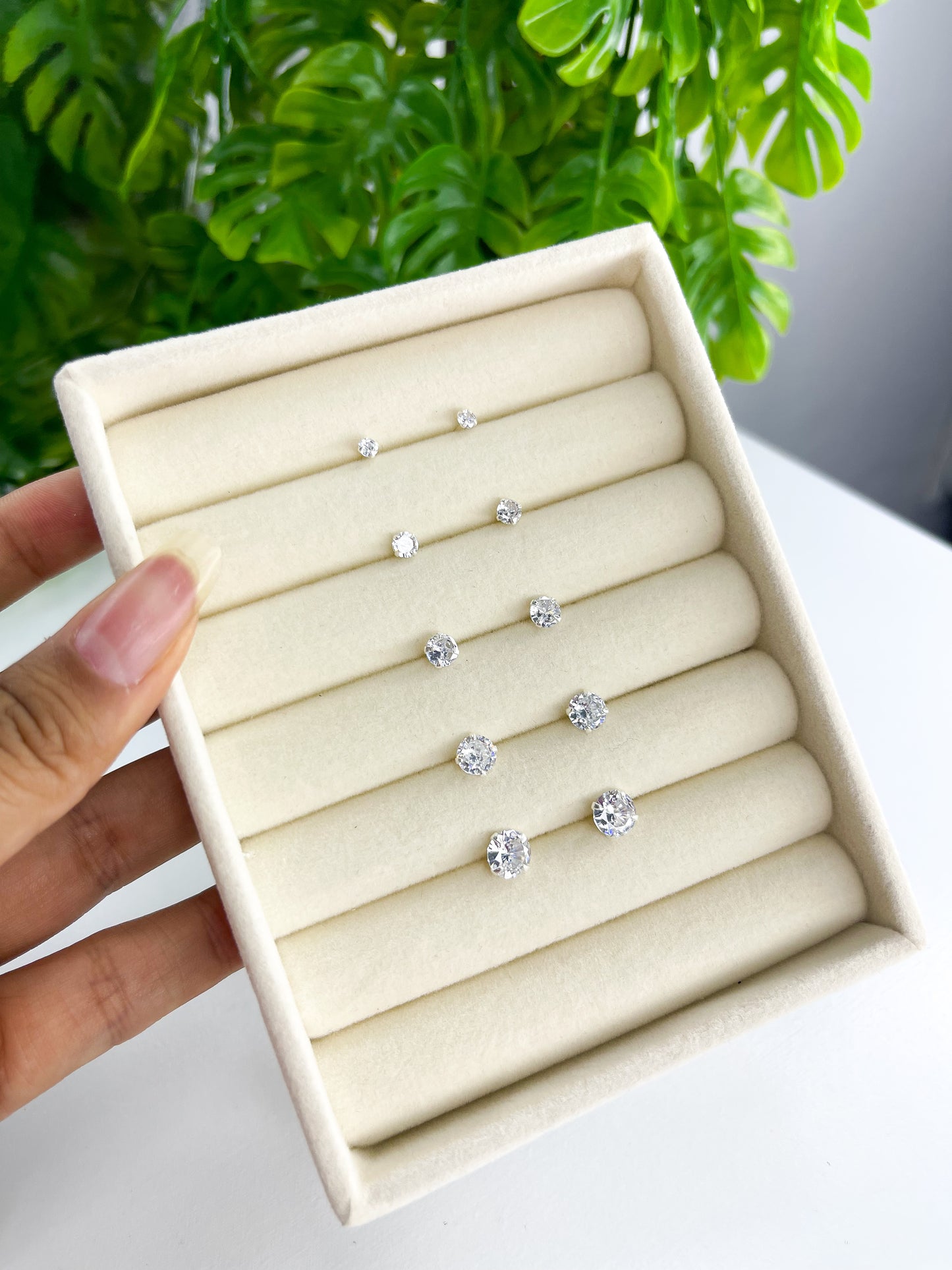 Kit Quíntuplo 5 Pares de Brincos Zircônia Redonda - Prata 925