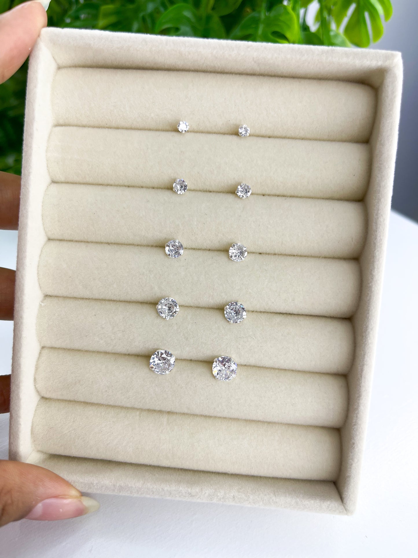 Kit Quíntuplo 5 Pares de Brincos Zircônia Redonda - Prata 925