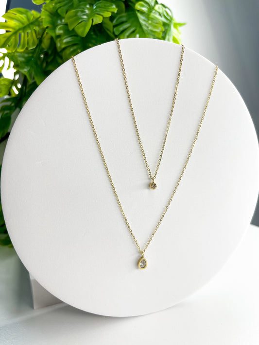 Colar Ponto de Luz Duplo - Aço Inoxidável