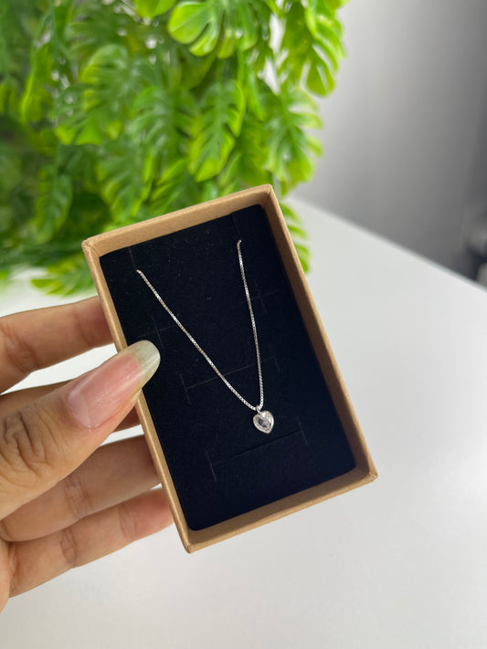 Colar Coração Ponto de Luz Cristal - Prata 925