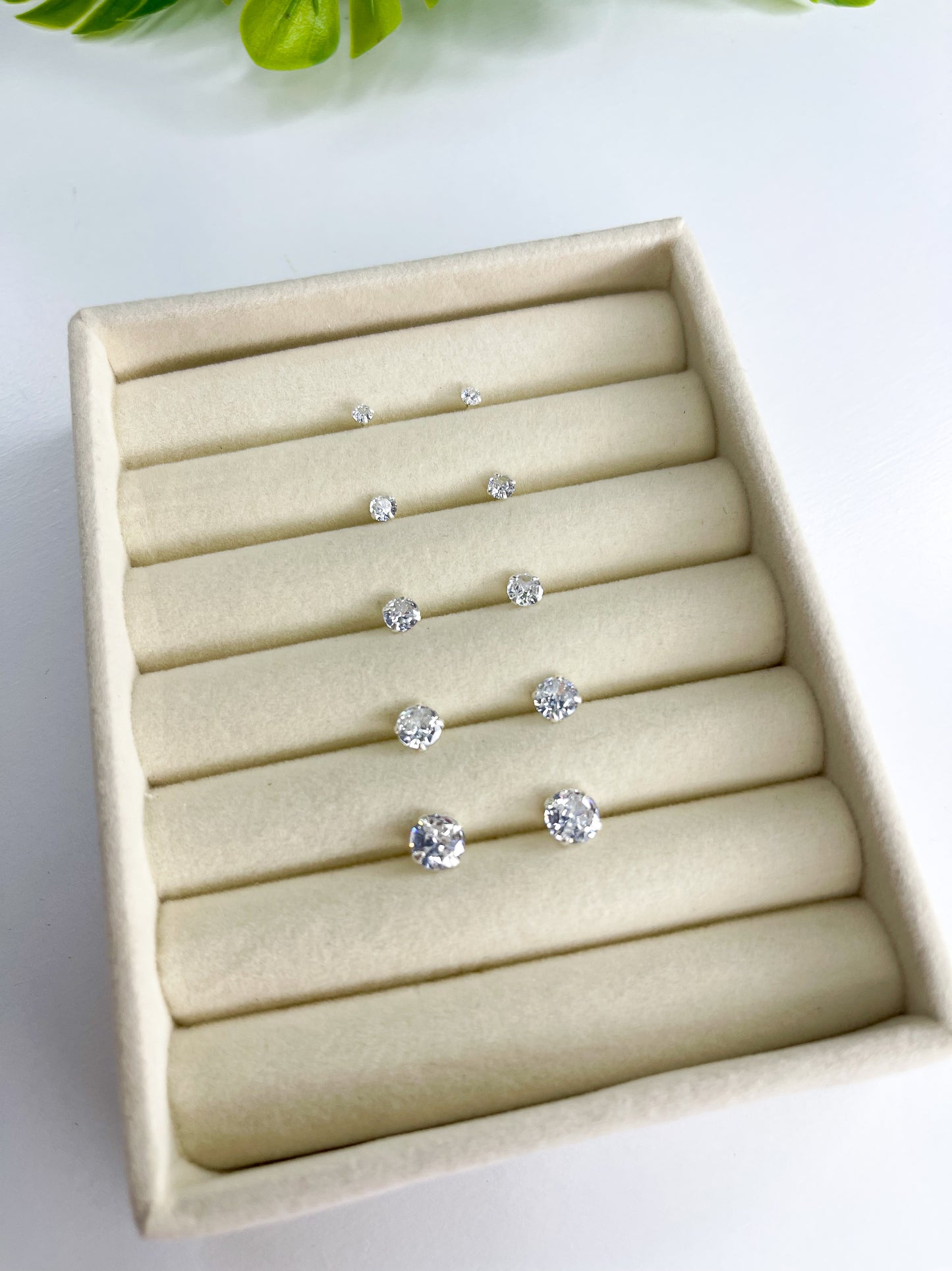 Kit Quíntuplo 5 Pares de Brincos Zircônia Redonda - Prata 925