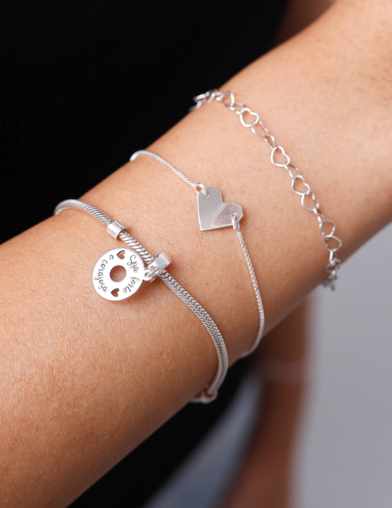 Pulseira Elos Coração - Prata 925