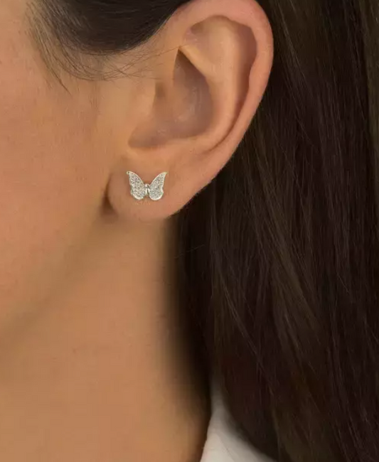 Brinco Borboleta Cravejada - Prata 925
