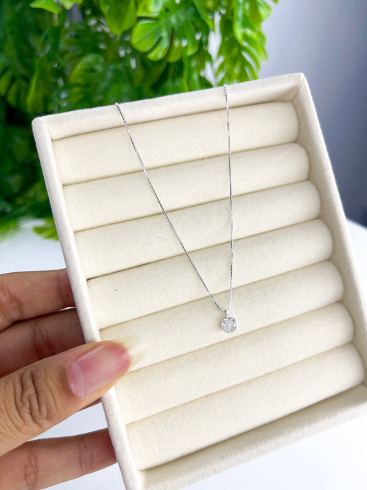 Colar Ponto de Luz Redondo Cristal  - Prata 925