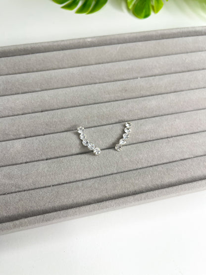 Brinco Ear Cuff 5 pedra de zircônia- Prata 925
