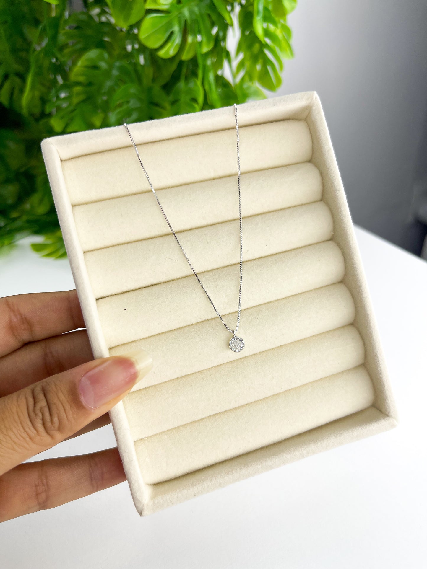 Colar Ponto de Luz Redondo Cristal  - Prata 925