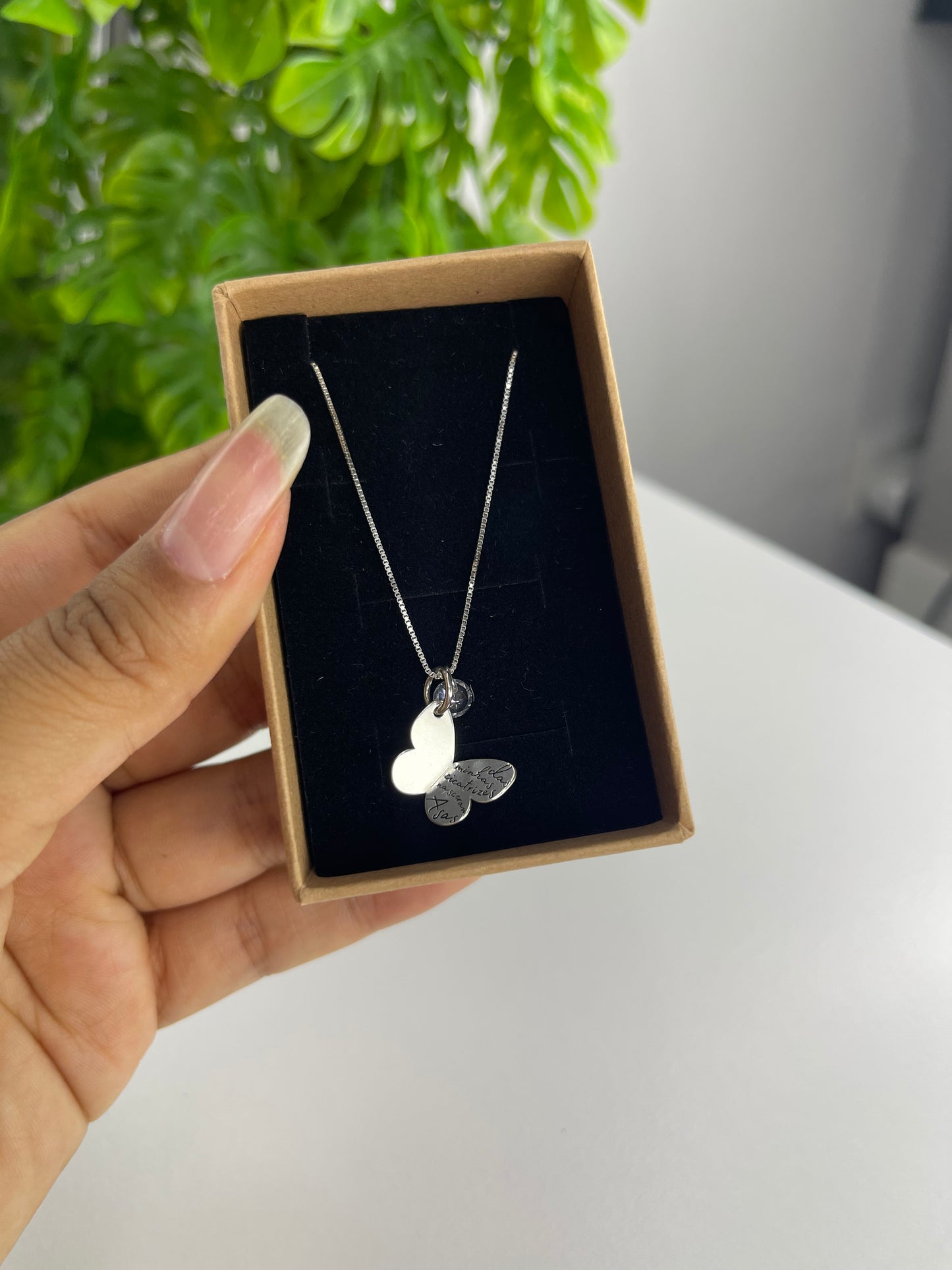 Colar Patuá Borboleta Das Minhas Cicatrizes + Ponto de Luz - Prata 925