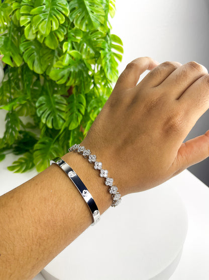 Kit de Braceletes Luxo – Aço Inoxidável Cravejado com Zircônias