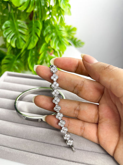 Kit de Braceletes Luxo – Aço Inoxidável Cravejado com Zircônias