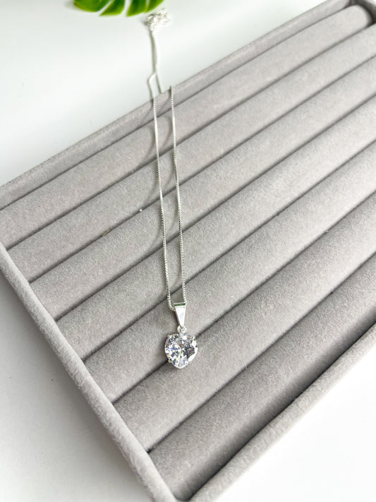 Colar ponto de luz coração TAM G - Prata 925