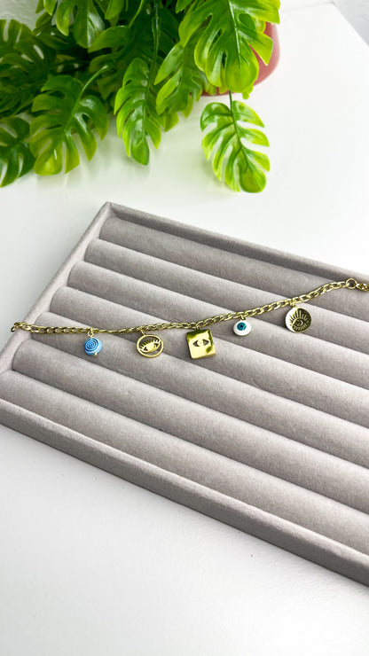 Pulseira Proteção Dourada - Aço Inoxidável
