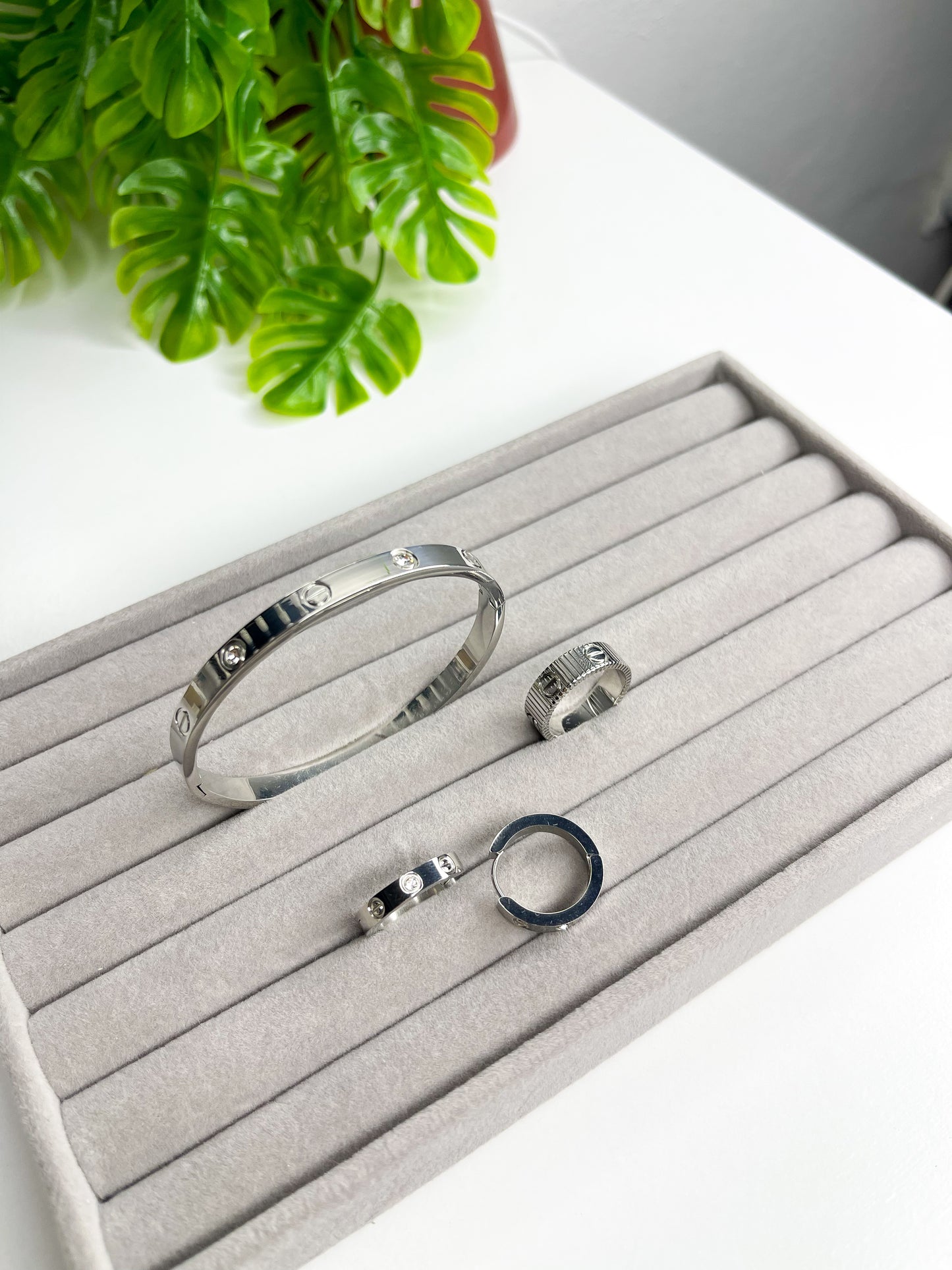Conjunto Inspiração Cartier - 3 peças Prata - Aço inoxidável