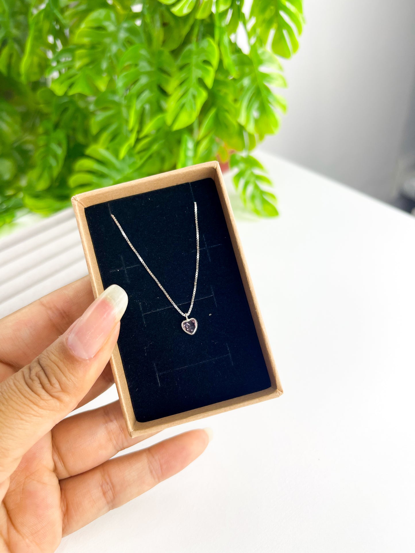 Colar Coração Ponto de Luz Rosa - Prata 925