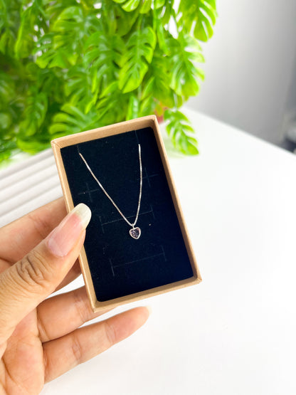 Colar Coração Ponto de Luz Rosa - Prata 925