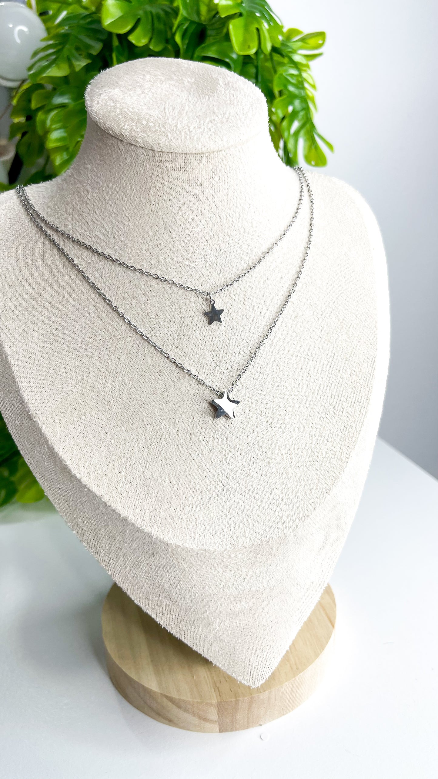 Colar Duplo Elegância Estrela - Aço Inoxidável