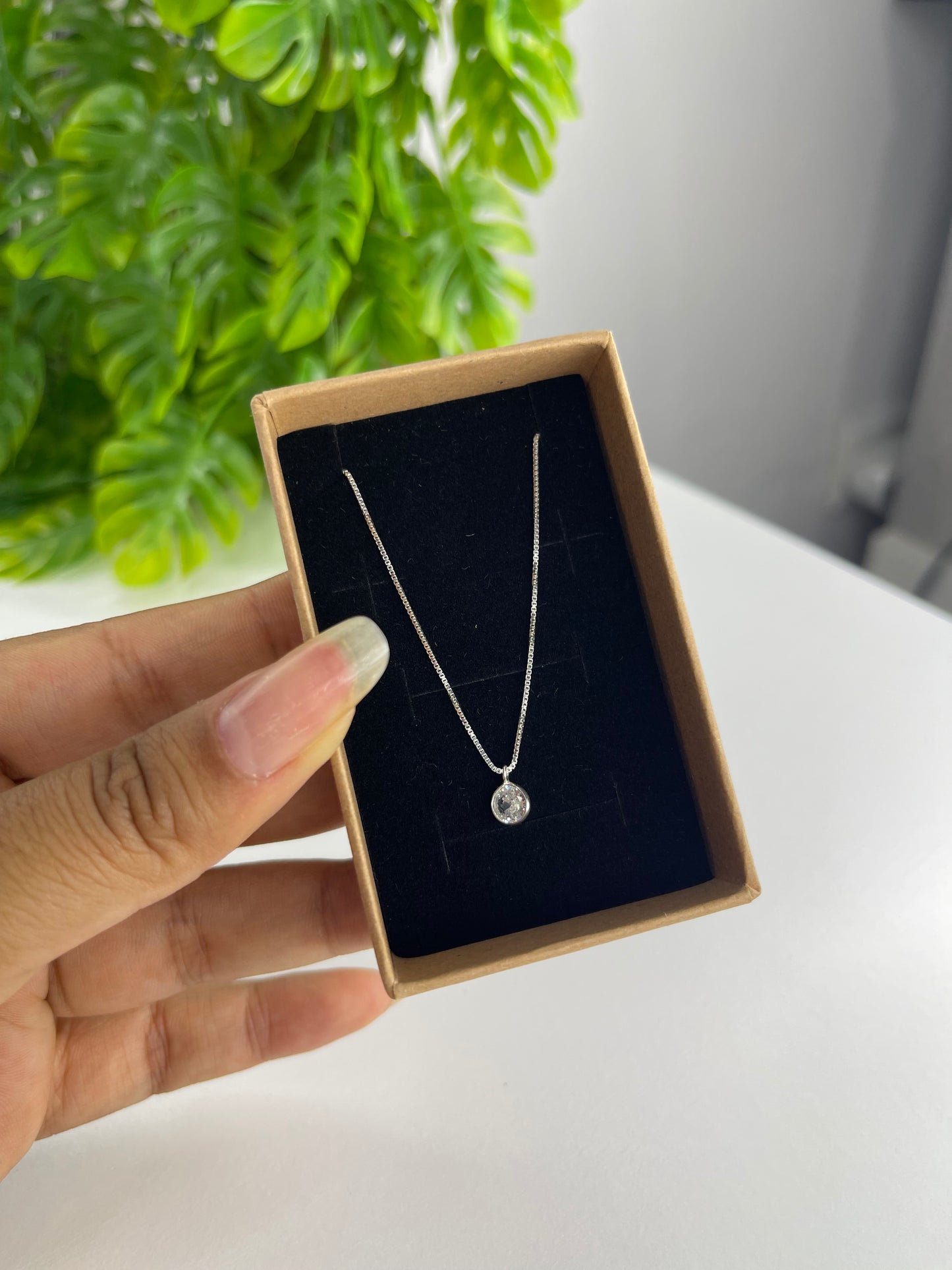 Colar Ponto de Luz Redondo Cristal  - Prata 925