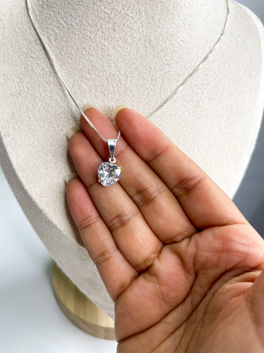 Colar ponto de luz coração TAM G - Prata 925