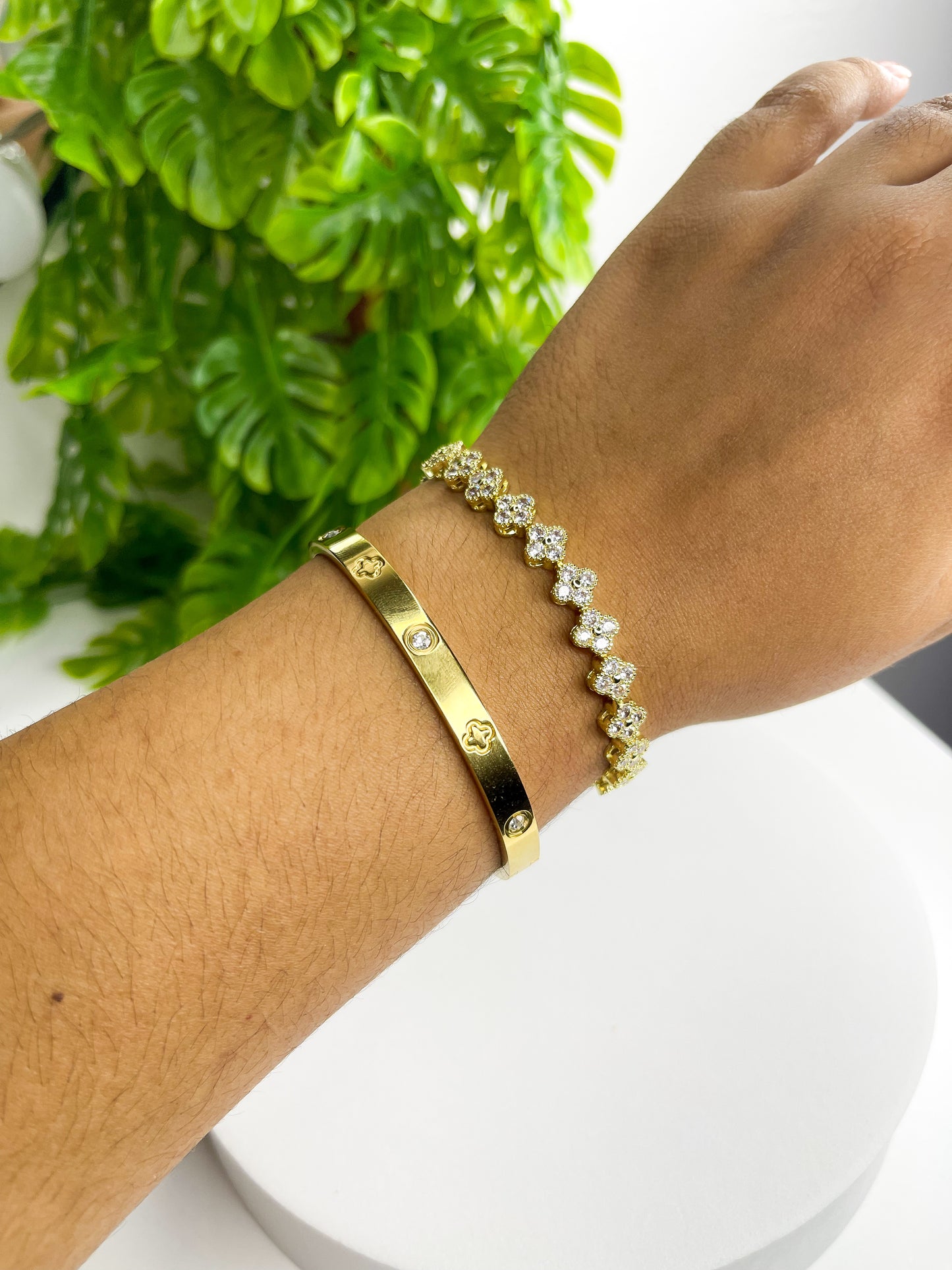 Kit de Braceletes Luxo – Aço Inoxidável Cravejado com Zircônias