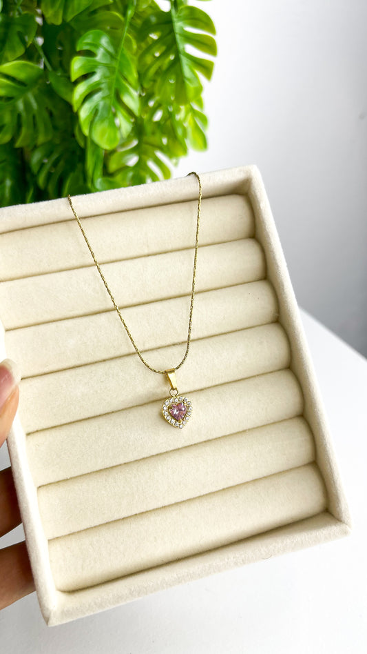 Colar Coração Rosa de Luz - Aço Inoxidável