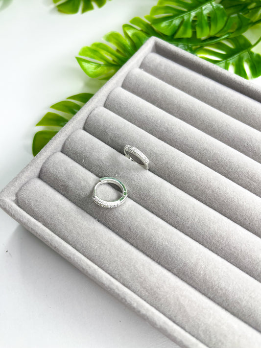 Brinco argola cravejada - Prata 925