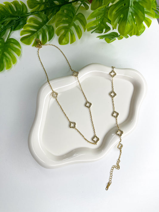 Conjunto Virgínia – Colar + Pulseira em Aço Inoxidável com Banho de Ouro 18k
