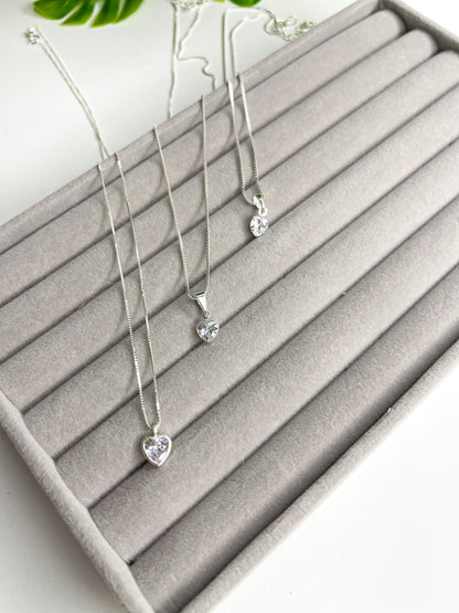 Colar ponto de luz coração - Prata 925