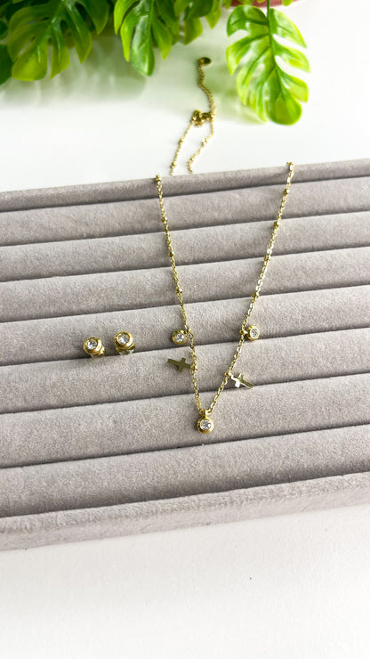 Conjunto Luz e Fé Dourado  - Aço Inoxidavel