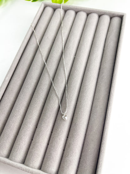 Colar Coração Ponto de Luz Cristal - Prata 925