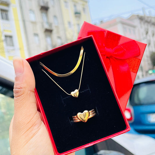 Conjunto I love - 2 peças - Aço inoxidável