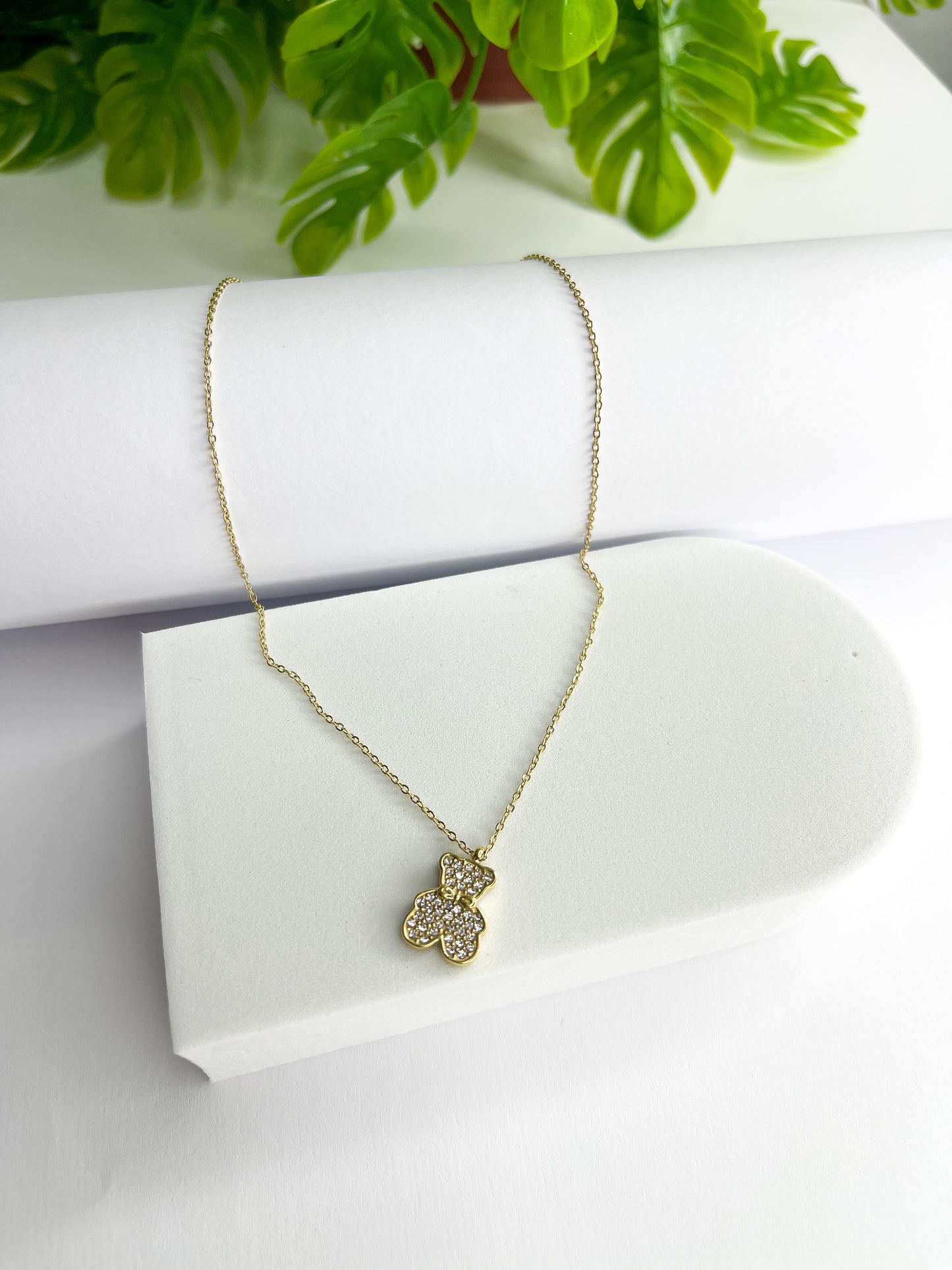 Colar Urso Cravejado  – Aço Inoxidável