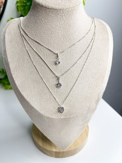 Colar ponto de luz coração - Prata 925