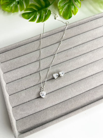 Conjunto ponto de luz coração - Prata 925