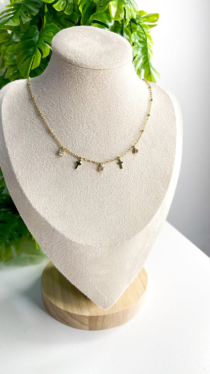 Conjunto Luz e Fé Dourado  - Aço Inoxidavel