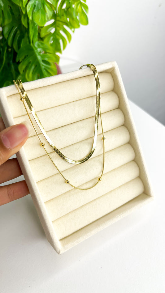 Colar Duplo Camadas Elegance - Aço Inoxidável