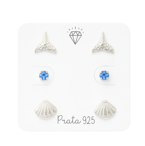 Trio de Brincos Calda de Sereia - Prata 925
