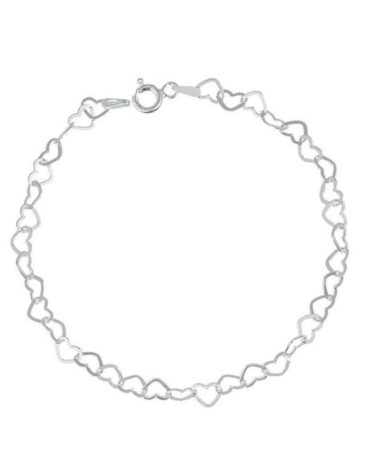 Pulseira Elos Coração - Prata 925