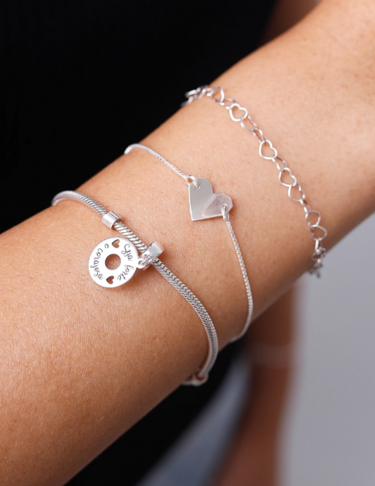 Pulseira Elos Coração - Prata 925