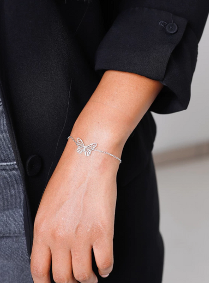Pulseira Borboleta Vazada - Prata 925