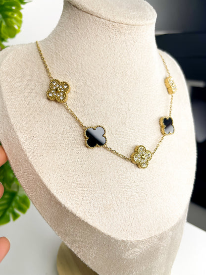 Colar Trevo Royale Preto - Aço Inoxidável