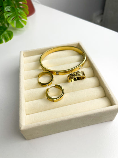 Conjunto Inspiração Cartier - 3 peças Dourado - Aço inoxidável