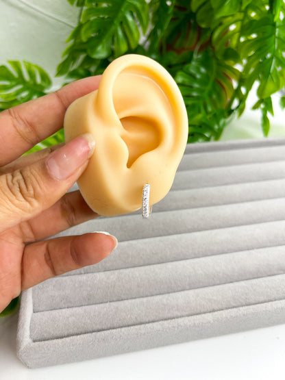 Brinco argola cravejada - Prata 925