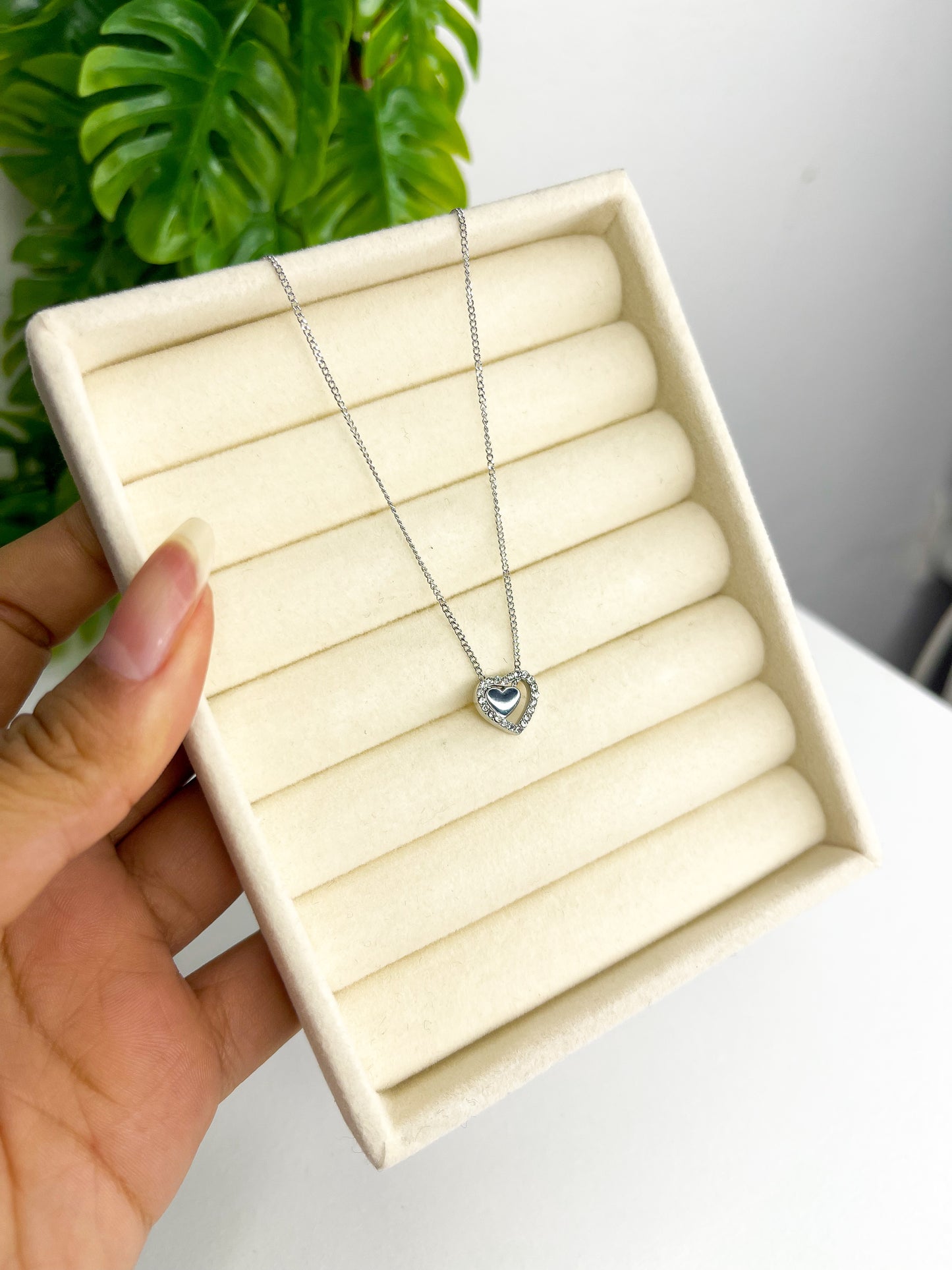 Colar Coração Cravejado - Aço Inoxidável