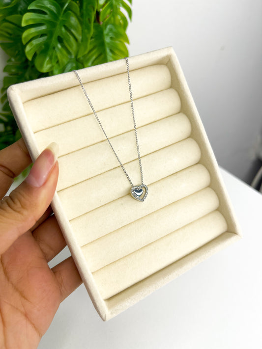 Colar Coração Cravejado - Aço Inoxidável