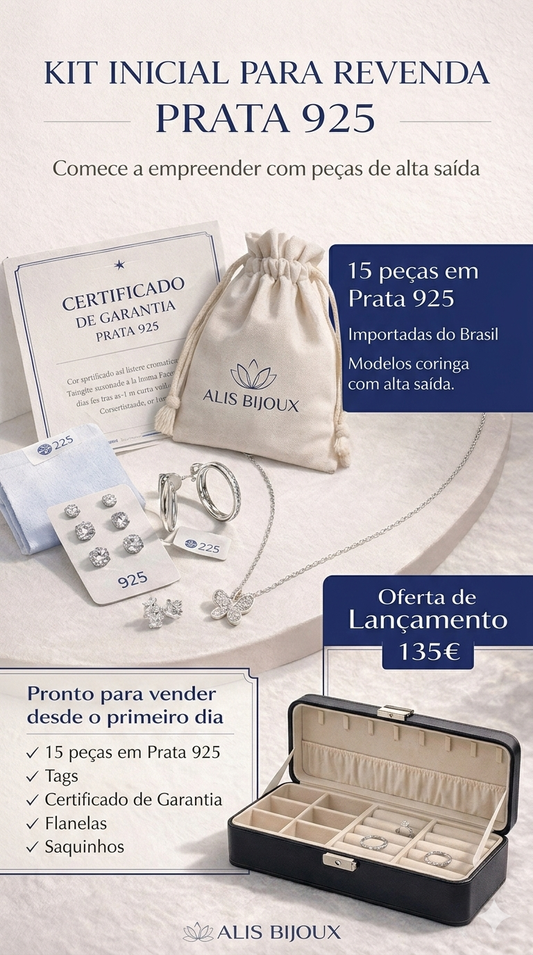Kit Revenda Iniciante 15 peças em Prata 925