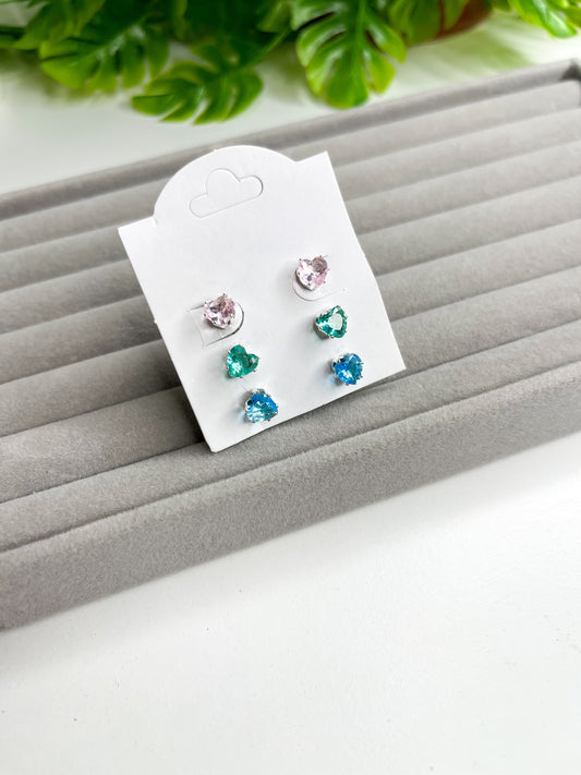 Trio de pendientes bañados en plata 925