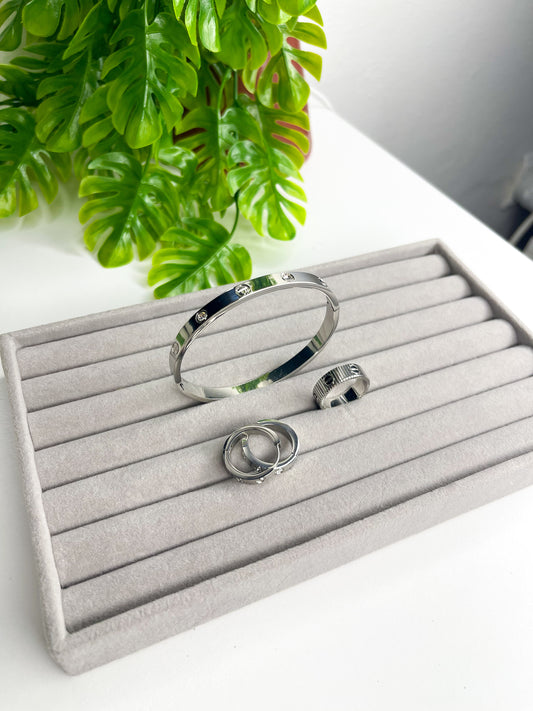 Conjunto Inspiração Cartier - 3 peças Prata - Aço inoxidável