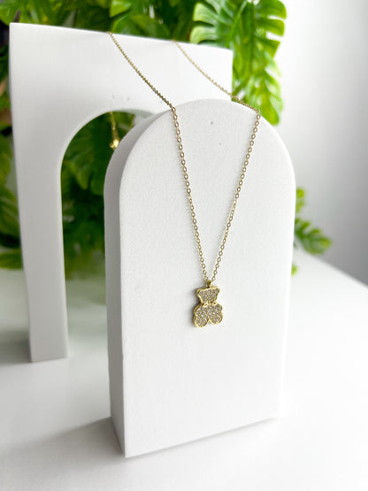 Colar Urso Cravejado  – Aço Inoxidável