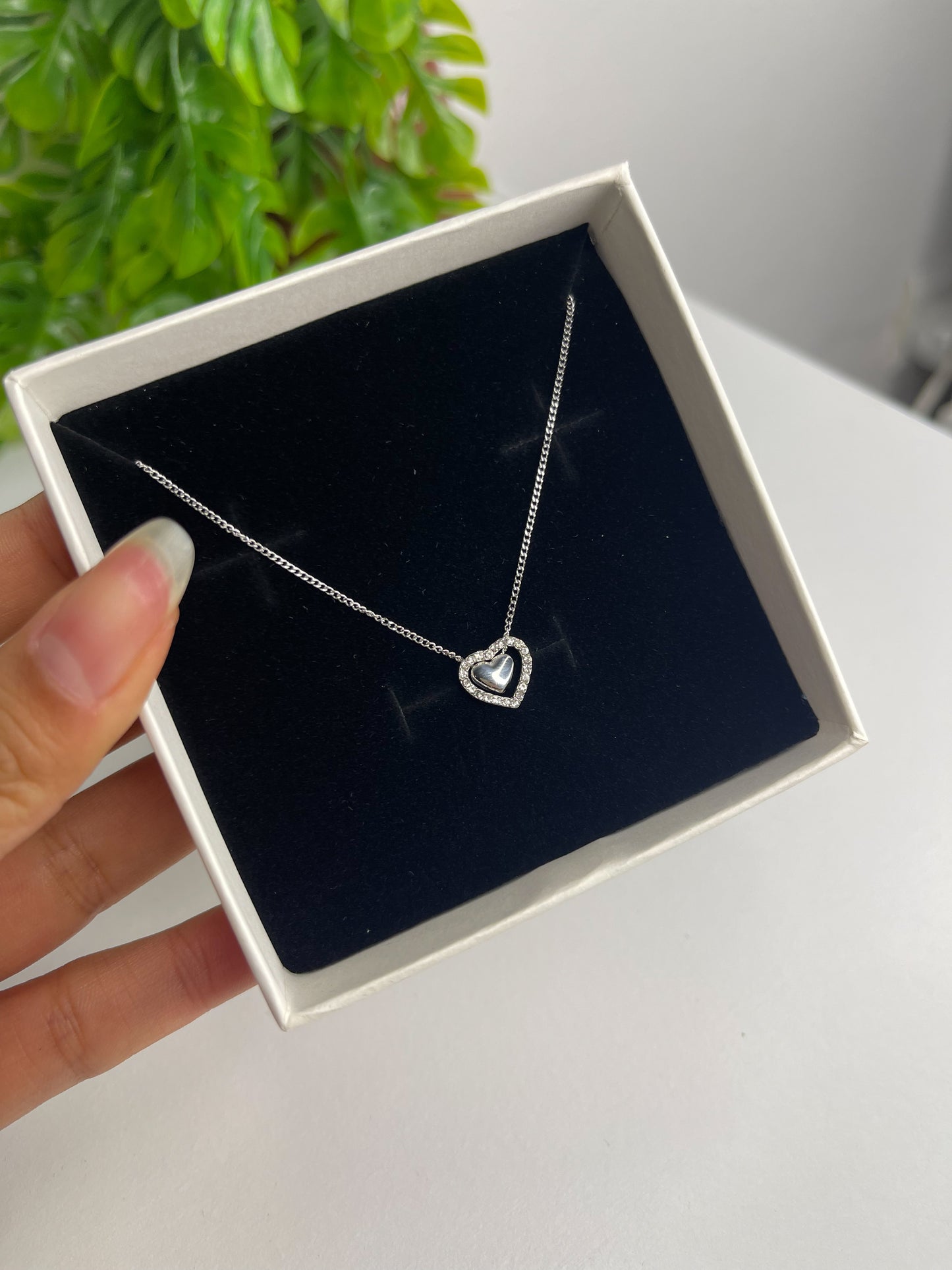 Colar Coração Cravejado - Aço Inoxidável